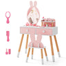 HONEY JOY Kids Vanity Table and Stool Set Makeup Dressing Desk w/Storage Shelf