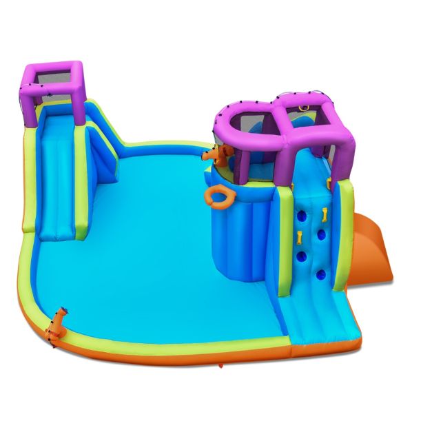 HONEY JOY Kids Inflatable Bouncy Castle with Double Slides & Water Guns & Basketball Hoop