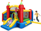 HONEY JOY Inflatable Bounce House, 7-in-1 Kids Jumper Castle with Slide, Football & 100 Ocean Balls