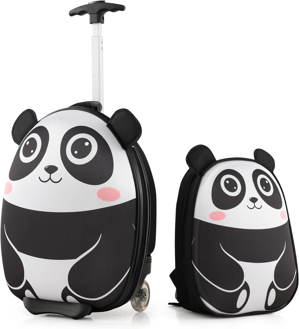 BABY JOY 2 PCs Kids Luggage Set, 16" Kids Rolling Suitcase w/ 12" Backpack