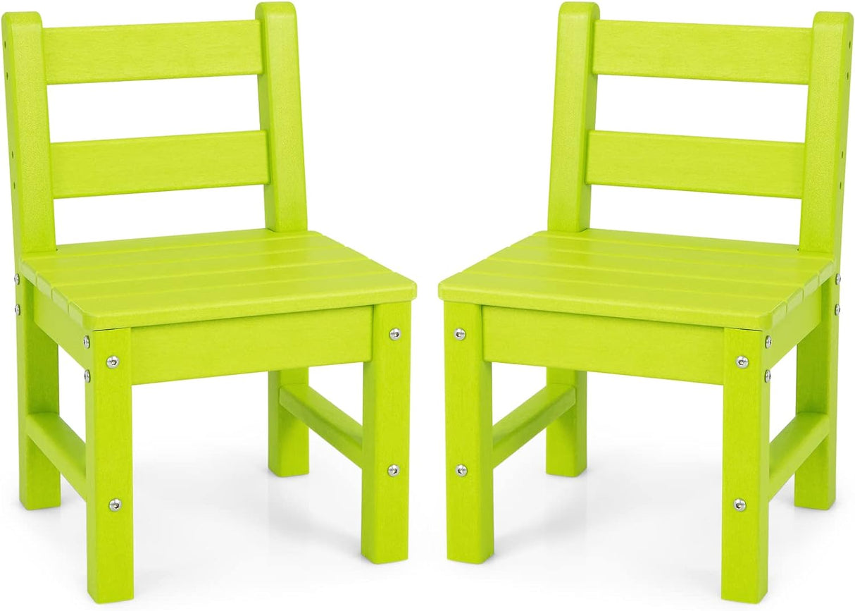 HONEY JOY 2 PCS Kids Chairs, Weather Resistant Heavy-Duty Children Learning Chair w/Backrest