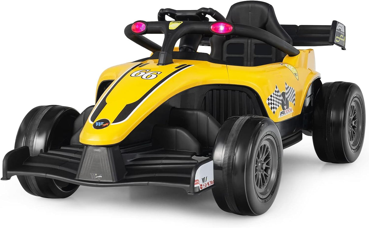 HONEY JOY Kids Ride On Car, 12V Electric Racing Truck w/Remote Control, Spring Suspension