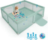 BABY JOY Baby Playpen for Toddlers, 200 x 180 x 68 cm Large Safety Play Yard with 4 Pull Rings & 50 Ocean Balls