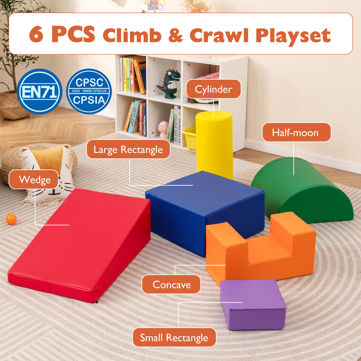 BABY JOY 6PCS Kids Crawl & Climb Foam Play Set