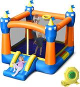 HONEY JOY Kids Inflatable Bounce House, Magic Theme Jumping Slide Bouncer w/Large Jumping Area, Slide & Basketball Rim