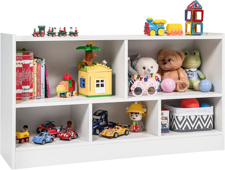 BABY JOY Kids Bookshelf & Toy Shelf, Storage Cabinet w/ 5 Compartments for Organizing Toys, Dolls