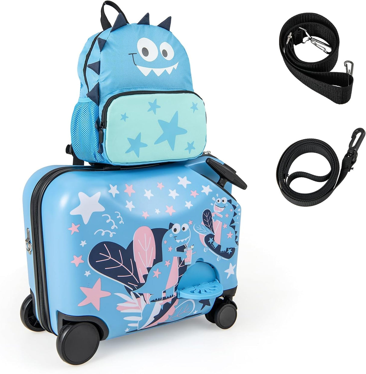 BABY JOY 2 PCS Kids Luggage Set, 18" Hard Shell Suitcase & 12" Travel Backpack