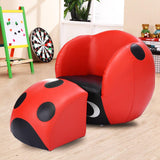 HONEY JOY Kids Sofa with Ottoman, Children Couch Armchair w/Footstool, Football Shaped Armrest Chair