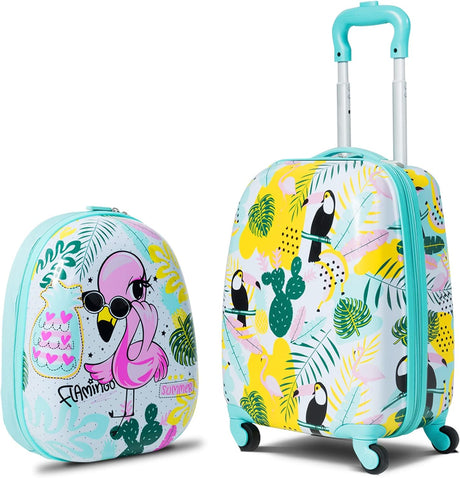 BABY JOY 2 PCS Kids Luggage Set, 13" & 16" Kids Carry On Suitcase Set