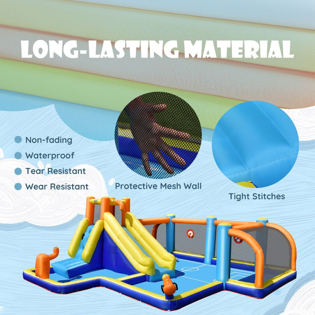 Giant Soccer-Themed Inflatable Water Slide with Splash Pool (without Blower)