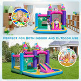 HONEY JOY Inflatable Bounce House, Colorful Kids Jumping Castle with Slide, Ball Pit Pools