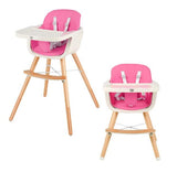 BABY JOY Convertible Baby High Chair, 3-in-1 Wooden High Chair/Booster/Chair with Removable Tray