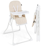 BABY JOY Foldable High Chair, Easy Clean Compact Highchair with Removable Adjustable Tray and PU Seat Cushion