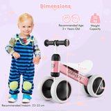 BABY JOY Baby Balance Bike, No Pedal Infant 4 Wheels Bicycle with Non-slip Handlerbar & Padded Saddle Seat, 135° Safe Limit Steer Walker Bike