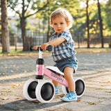 BABY JOY Baby Balance Bike, No Pedal Infant 4 Wheels Bicycle with Non-slip Handlerbar & Padded Saddle Seat, 135° Safe Limit Steer Walker Bike