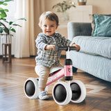 BABY JOY Baby Balance Bike, No Pedal Infant 4 Wheels Bicycle with Non-slip Handlerbar & Padded Saddle Seat, 135° Safe Limit Steer Walker Bike