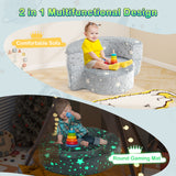 2-in-1 Toddler Chair, Glow in the Dark Kids Couch with Removable & Washable Cover, Plush Reading Chair for Children