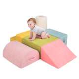 BABY JOY 6-Piece Baby Climb and Crawl Play Set, Kids Indoor Soft Play Foam w/Skin-Friendly Chenille Fabric