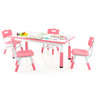 HONEY JOY Kids Table and 4 Chairs Set, Height Adjustable Toddler Desk & Chairs for 3+ Years, Arts Crafts Table w/Graffiti Desktop