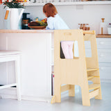 Toddler Kitchen Step Stool with Activity Chalkboard and Adjustable Height