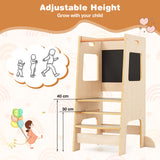 Toddler Kitchen Step Stool with Activity Chalkboard and Adjustable Height