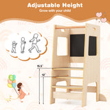 Toddler Kitchen Step Stool with Activity Chalkboard and Adjustable Height