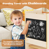 Toddler Kitchen Step Stool with Activity Chalkboard and Adjustable Height