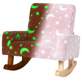 HONEY JOY Kids Rocking Chair, Glow in The Dark,Upholstered Flannel Children Rocker with Solid Poplar Wood Rocking Feet