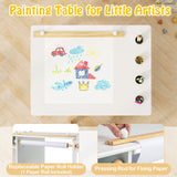 HONEY JOY Kid’s Art Table & Chair Set, Toddler Craft Wooden Drawing Desk with Paper Roll