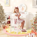 HONEY JOY Kids Vanity Set with Mirror, Princess Makeup Dressing Desk and Chair Set with Mirror