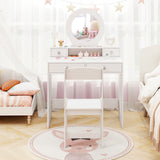 HONEY JOY Kids Vanity Set with Mirror, Princess Makeup Dressing Desk and Chair Set with Mirror