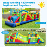 HONEY JOY Inflatable Obstacle Course Bounce House, Kids Sectional Blow up Castle with Dual Slides