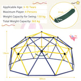 Climbing Dome with Swing, 10FT Kids Jungle Gym Monkey Bar Climbing Toys for Outdoor, Holds up to 363 KG