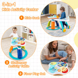 BABY JOY 3 in 1 Baby Stationary Activity Center, Kids Play Table Set w/Educational & Music Function Tabletop