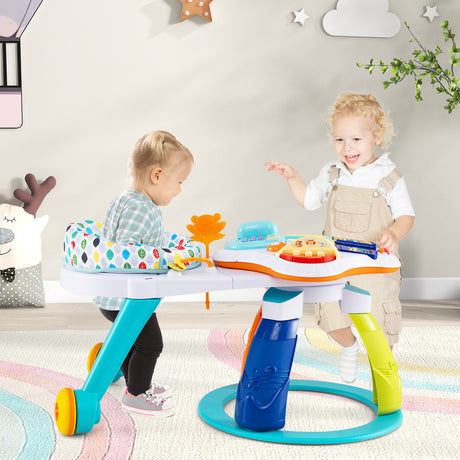 BABY JOY 3 in 1 Baby Stationary Activity Center, Kids Play Table Set w/Educational & Music Function Tabletop