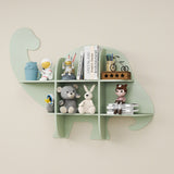 HONEY JOY Floating Dinosaur Kids Bookshelf, 2-Tier Wooden Hanging Bookcase for Children