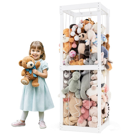 HONEY JOY 300L Large Stuffed Animal Storage, Space-saving Toy Storage Organiser w/Open Top & Elastic Cords