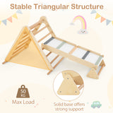 HONEY JOY 3-in-1 Pikler Triangle Climbing Set, Kids Montessori Climbing Toys w/Dual-Side Ramp & Adjustable Climbing Triangle