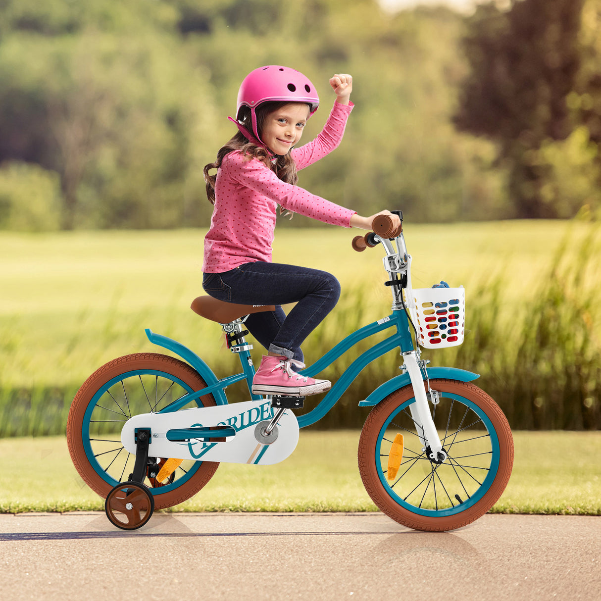 HONEY JOY Kids Bike, 16 Inch Boys Girls Bike for 3-8 Years w/Training Wheels