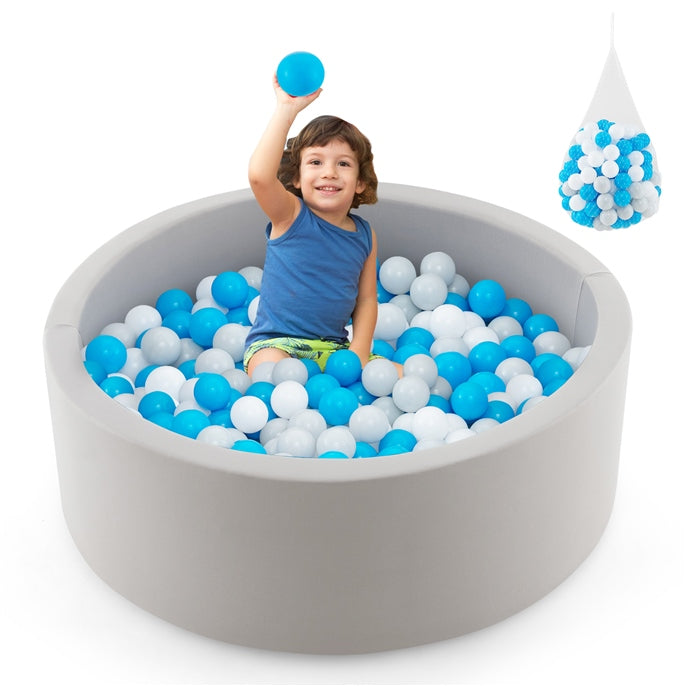 BABY JOY Foam Ball Pit for Kids, Soft Round Ball Pool Playpen Fence with 200 Ocean Balls & Storage Bag