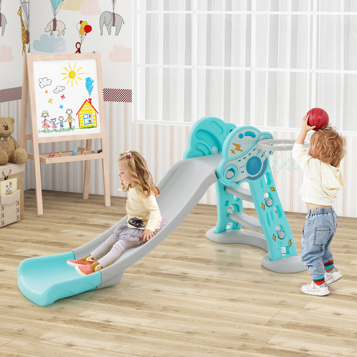 HONEY JOY 4-in-1 Kids Slide Rocking Toy