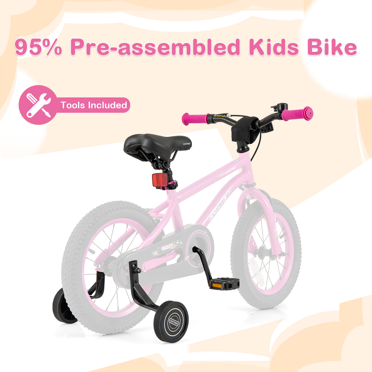 HONEY JOY 14 16 18 Inch Kid’s Bike Bicycle Removable Training Wheels for 3-8 Years