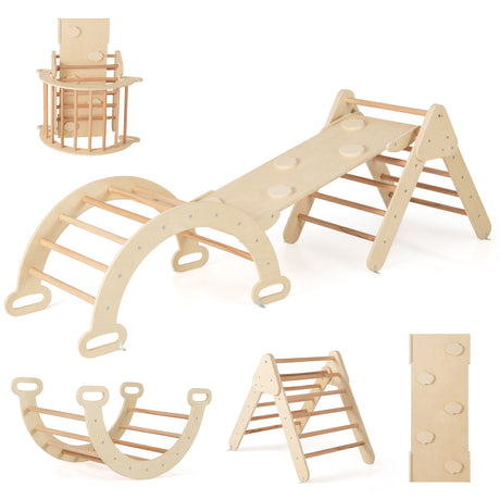 7-in-1 Triangular Set of 3, Baby Climbing Toys w/ Triangular Climber Arch Ramp Rocker