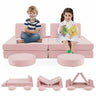 6 PCS Kids Modular Play Sofa Toddler Playing Sleeping Couch with Suede Fabric