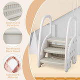 Three-Step Stool with Safety Handles and Non-slip Pedals for Toddlers