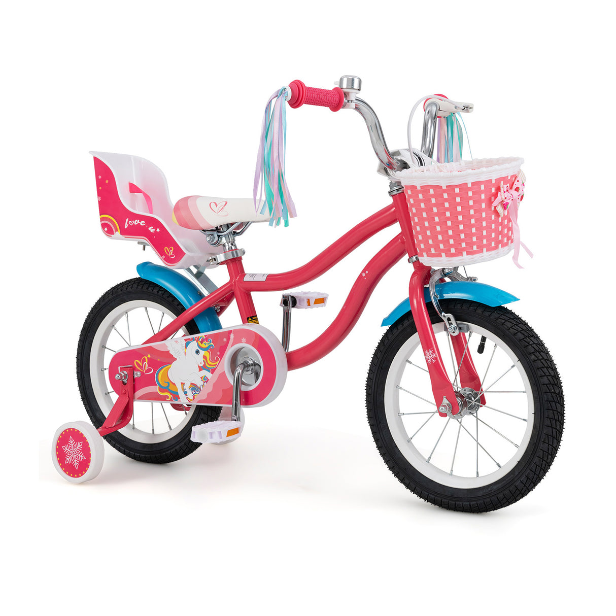 HONEY JOY 14" Kids Bike Ride On Bicycle Training Wheels w/Basket 3-5 Years