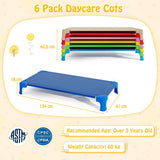 6-Pack Stackable Children’s Nap Time Cots, Space-Saving Daycare Cots w/Metal Frame, Oxford Cloth