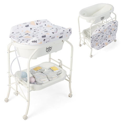 BABY JOY Baby Bathtub with Changing Table