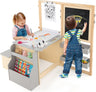 HONEY JOY Easel for Kids Wooden Art Easel with Double-Sided Blackboard & Whiteboard, Paper Roll for Drawing