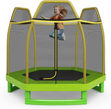 HONEY JOY 7FT Kids Trampoline w/Safety Enclosure Net & Spring Pad